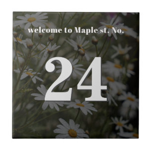 Personalised Daisy Floral House / Apartment Number Ceramic Tile