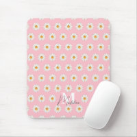 Personalised Daisy Floral Mousepad – Custom Name