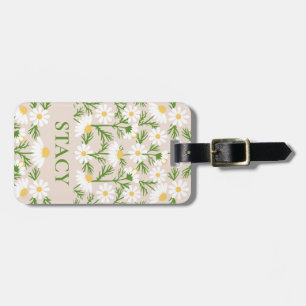 Personalised Daisy Flower Green Luggage Tag
