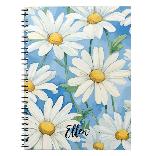 Personalised  Daisy flower Pattern Notebook (Front)