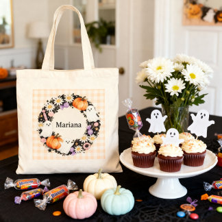 Personalised Daisy Ghost Halloween Trick or Treat Tote Bag