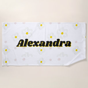 Personalised Daisy Name Beach Towel, Oversized Towel