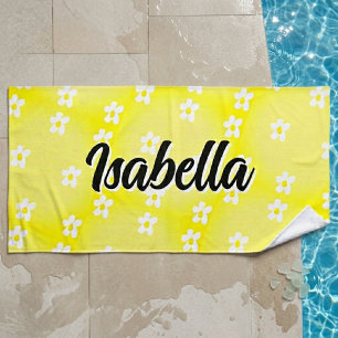 Personalised Daisy Name Beach Towel, Oversized Towel