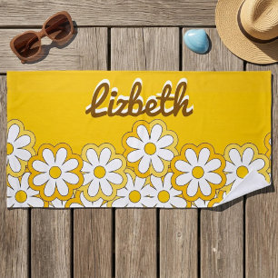 Personalised Daisy Name Beach Towel, Oversized Towel