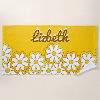 Personalised Daisy Name Beach Towel, Oversized  Towel
