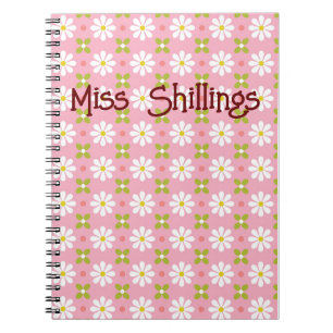 Personalised daisy patterned spiral notebook