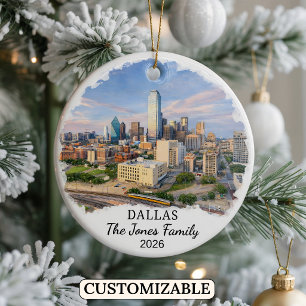 Personalised Dallas Ornament, Custom Texas Ceramic Ornament