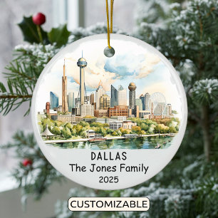 Personalised Dallas Ornament, Texas Ceramic Ornament