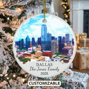 Personalised Dallas Ornament, Texas State Ceramic Ornament