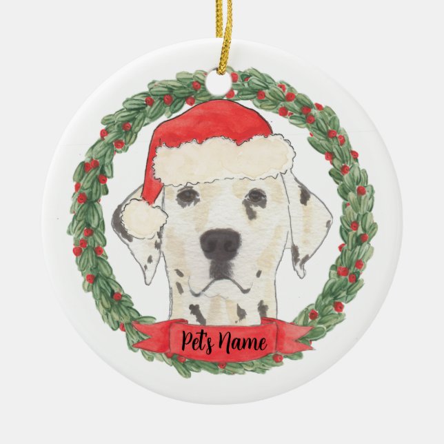 Personalised Dalmatian Christmas Ceramic Ornament (Front)