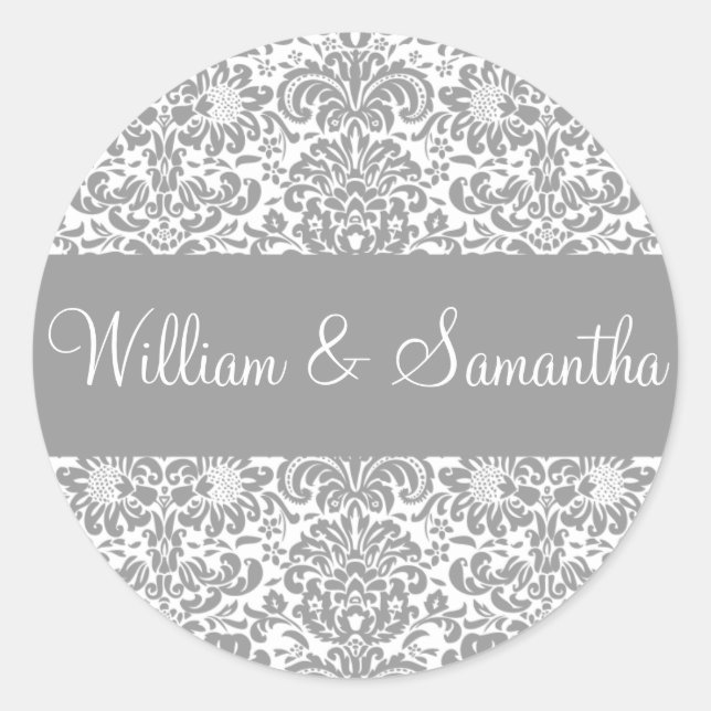 Personalised Damask Envelope Sticker Seal (Front)