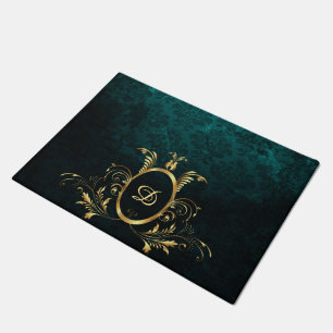 Personalised Damask gold Frame Doormat