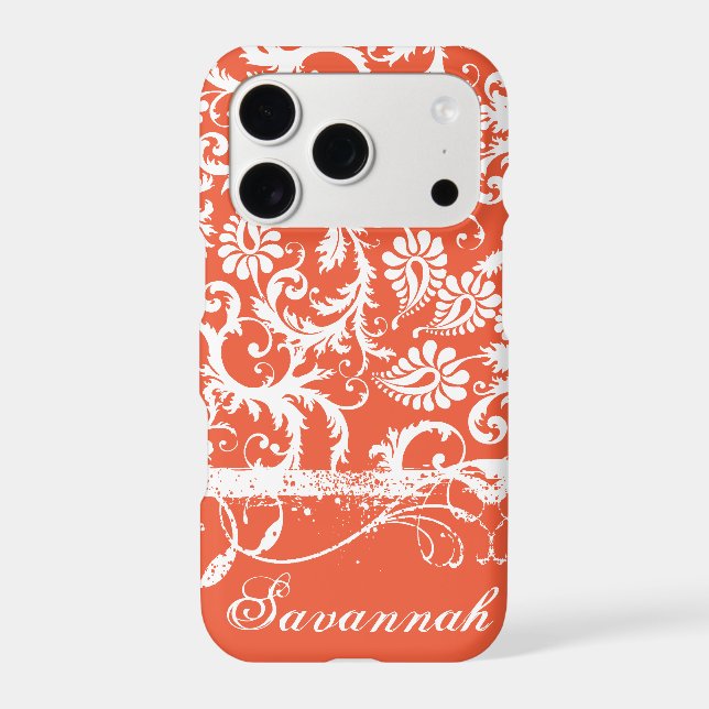 Personalised Damask iPhone Cover-You Choose Colour (Back)