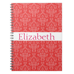 Personalised Damask Pattern Pink White Badge Notebook