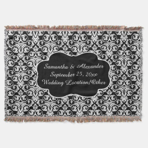 Personalised Damask Wedding Custom Keepsake Throw Blanket