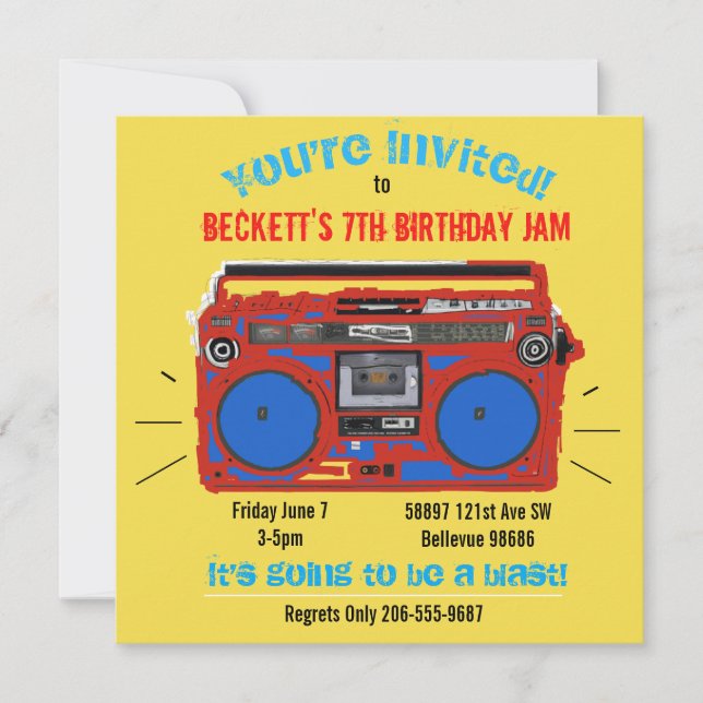 Personalised Dance Party birthday invite (Front)