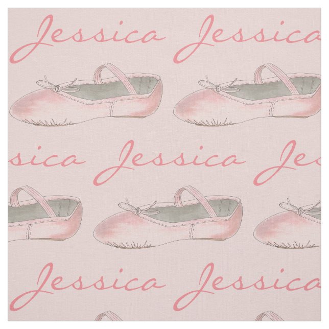 Personalised Dance Pink Ballet Slipper Ballerina Fabric (Swatch)
