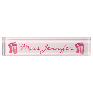 Personalised Dance Pink Ballet Toe Shoes Teacher Nameplate