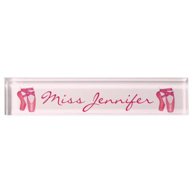 Personalised Dance Pink Ballet Toe Shoes Teacher Nameplate (Front)