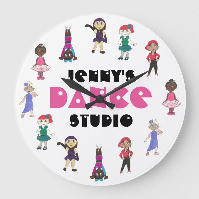 Personalised Dance Studio Teacher Ballet Tap Jazz Large Clock (Front)