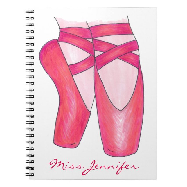 Personalised Dance Teacher Ballet Shoes Notebook (Front)