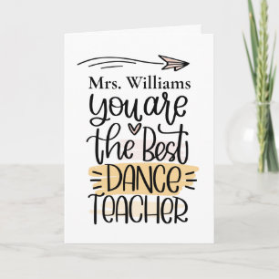 Personalised Dance Teacher Card. Thank You Card