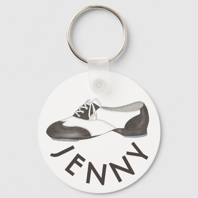 Personalised Dance Teacher Gift Tap Oxford Shoe Key Ring (Front)