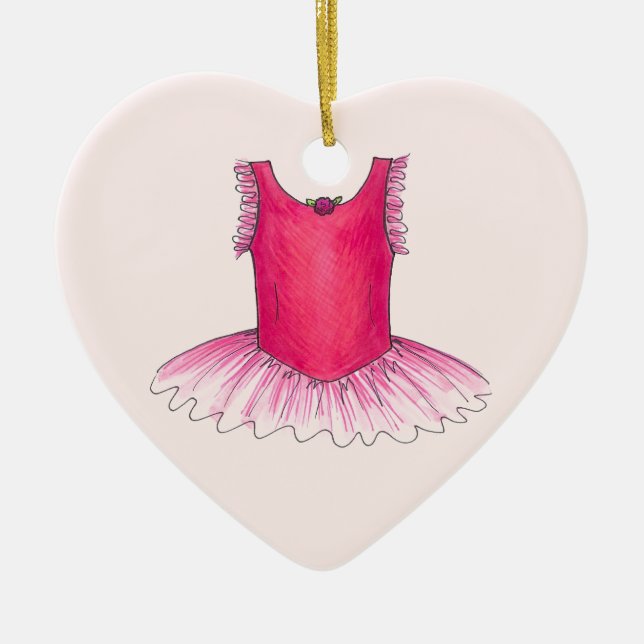 Personalised Dance Teacher Pink Ballet Tutu Ceramic Ornament (Front)