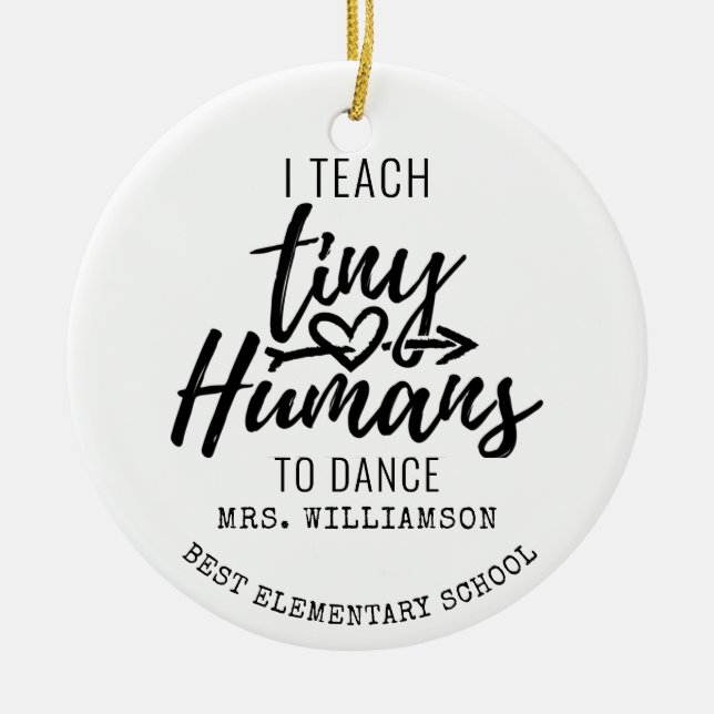 Personalised Dance Teacher Script Typography Ceramic Ornament (Front)