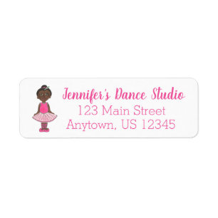 Personalised Dance Teacher Studio Pink Ballerina Return Address Label