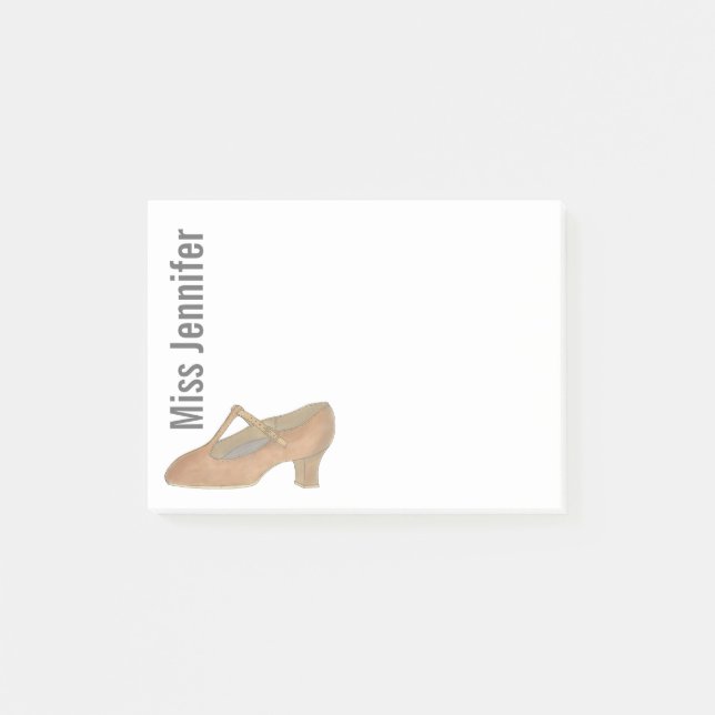 Personalised Dance Teacher Tan Character Shoe Post-it Notes (Front)