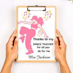 Personalised Dance Teacher, teacher's appreciation Clipboard