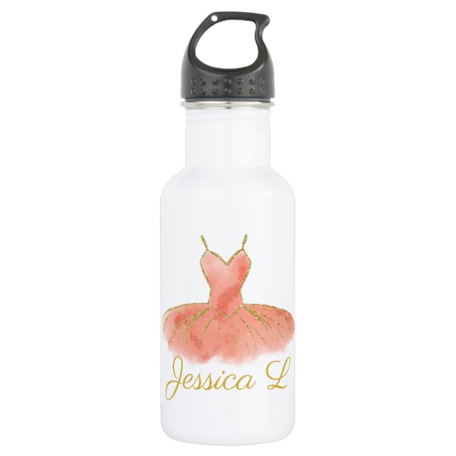 Personalised Dance Water Bottle with Glitter Tutu  (Front)