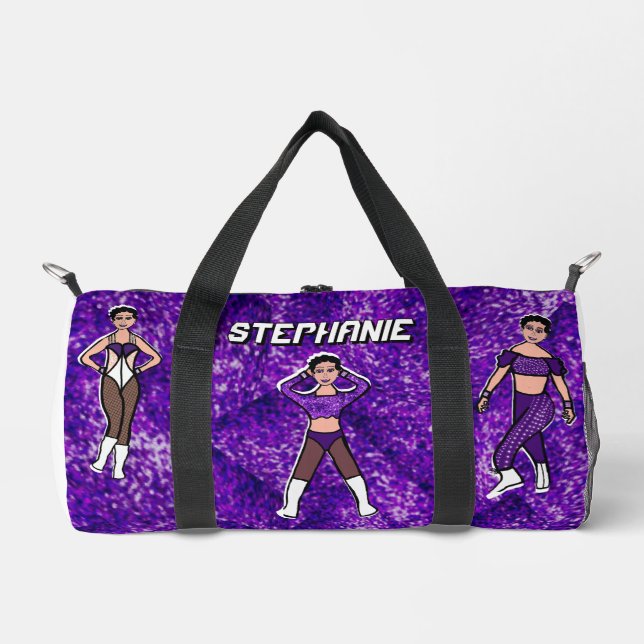 Personalised Dancer Duffle Bag Purple & Black #2 (Front)