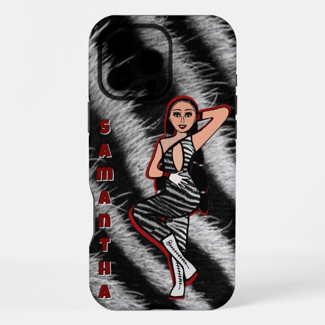 Personalised Dancer Red  Zebra #2 iPhone Case (Back)