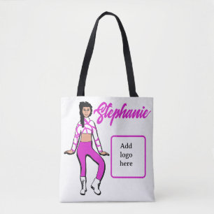 Personalised Dancer Tote ( Fushia White) Bag