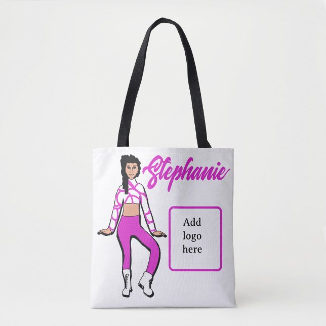 Personalised Dancer Tote ( Fushia White) Bag (Front)