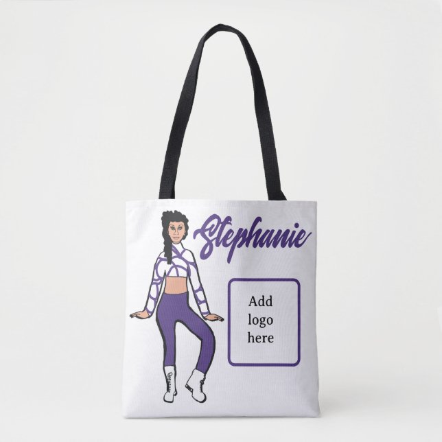 Personalised Dancer Tote ( Grape White) Bag (Front)