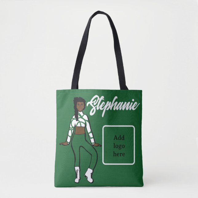 Personalised Dancer Tote ( Green White) (Front)