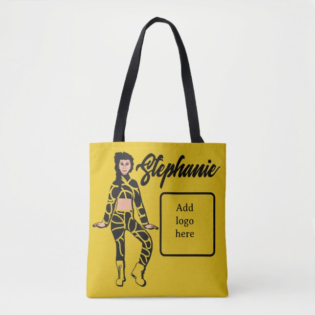 Personalised Dancer Tote (Lemon Black) Bag (Front)