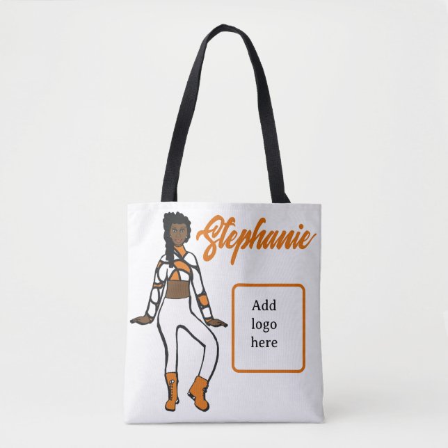Personalised Dancer Tote ( Orange White) (Front)
