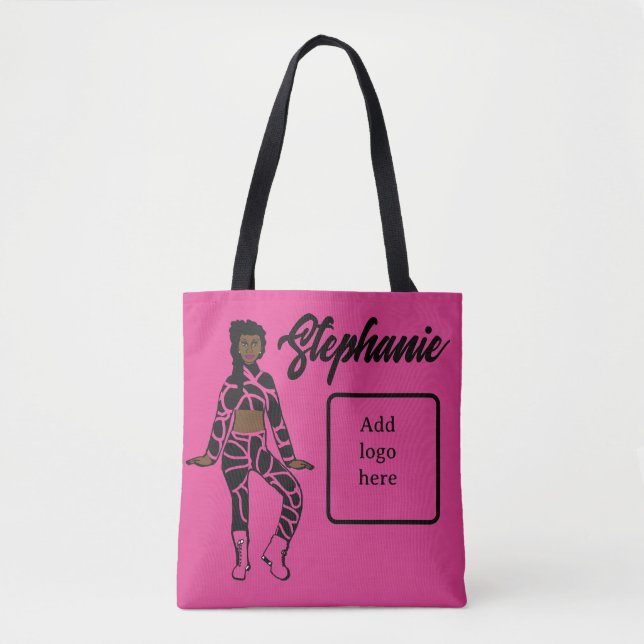 Personalised Dancer Tote (Pink Black) Bag (Front)