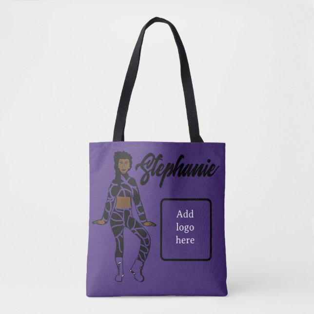 Personalised Dancer Tote ( Purple Black) Bag (Front)