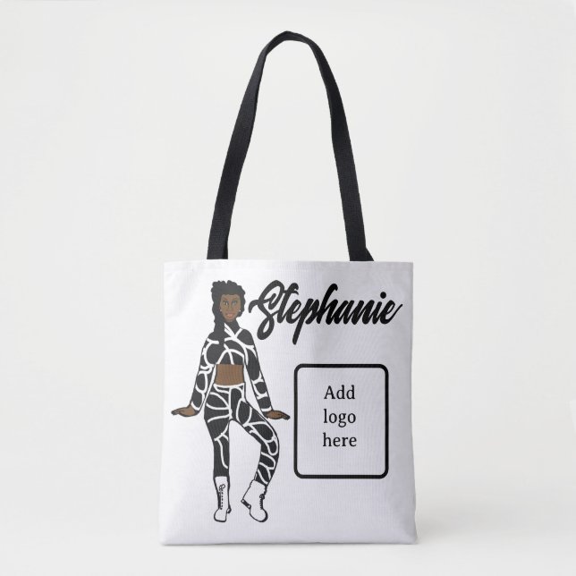 Personalised Dancer Tote ( White Black)) Bag (Front)