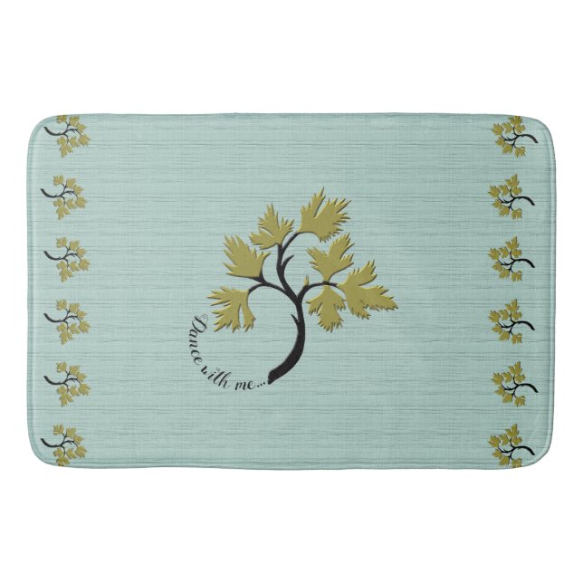 Personalised Dancing Tree Olive Green Bath Mat (Front)