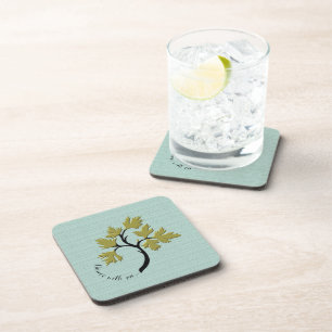 Personalised Dancing Tree Olive Green Set of 6 Coaster