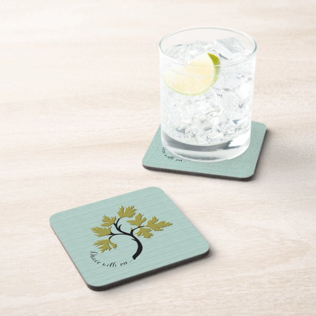 Personalised Dancing Tree Olive Green Set of 6 Coaster (Right Side)