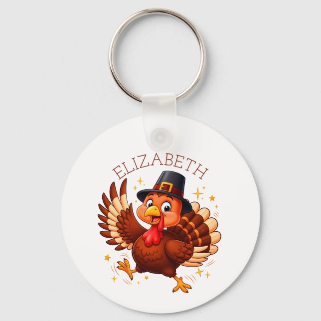 Personalised Dancing Turkey Key Ring (Front)