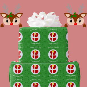 Personalised Danish Angel Christmas Flag  Wrapping Paper