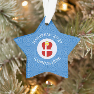 Personalised Danish Angel Hanukkah Flag  Ornament